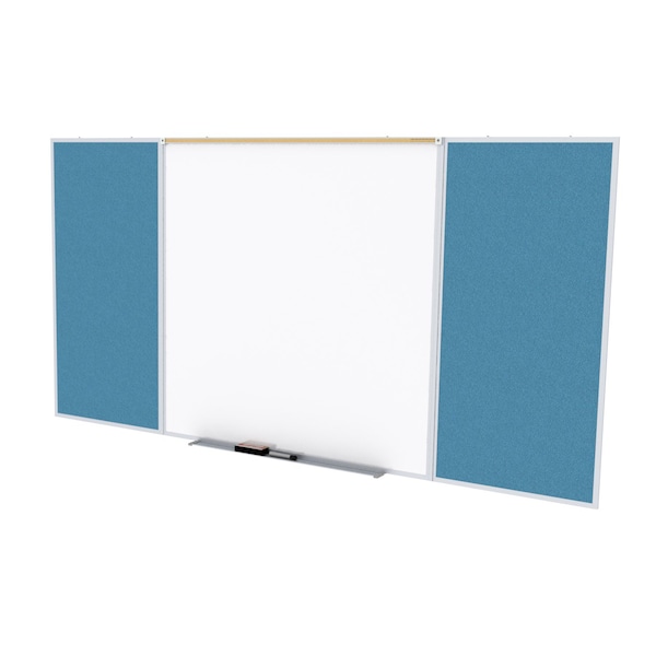 Combo Whiteboard/Bulletin, Mag Por/Vnyl, Styl D, 4 ft H x 10 ft W, Ocean